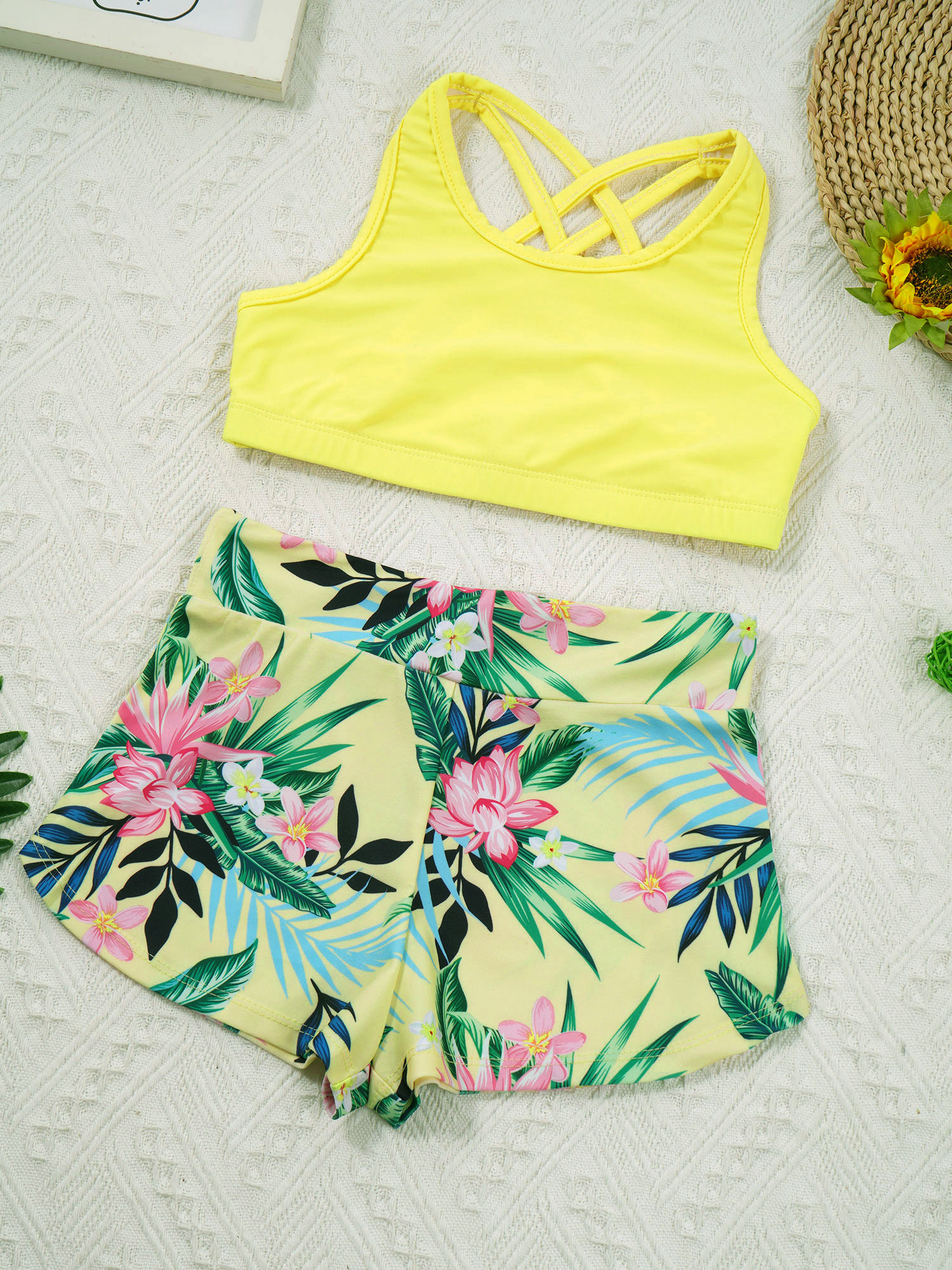 Kid Girls Children Swimsuits Swimwear Outfits Floral Printed Swimwear Swimming Bikini Bathing Suits Beachwear Summer Holiday Set