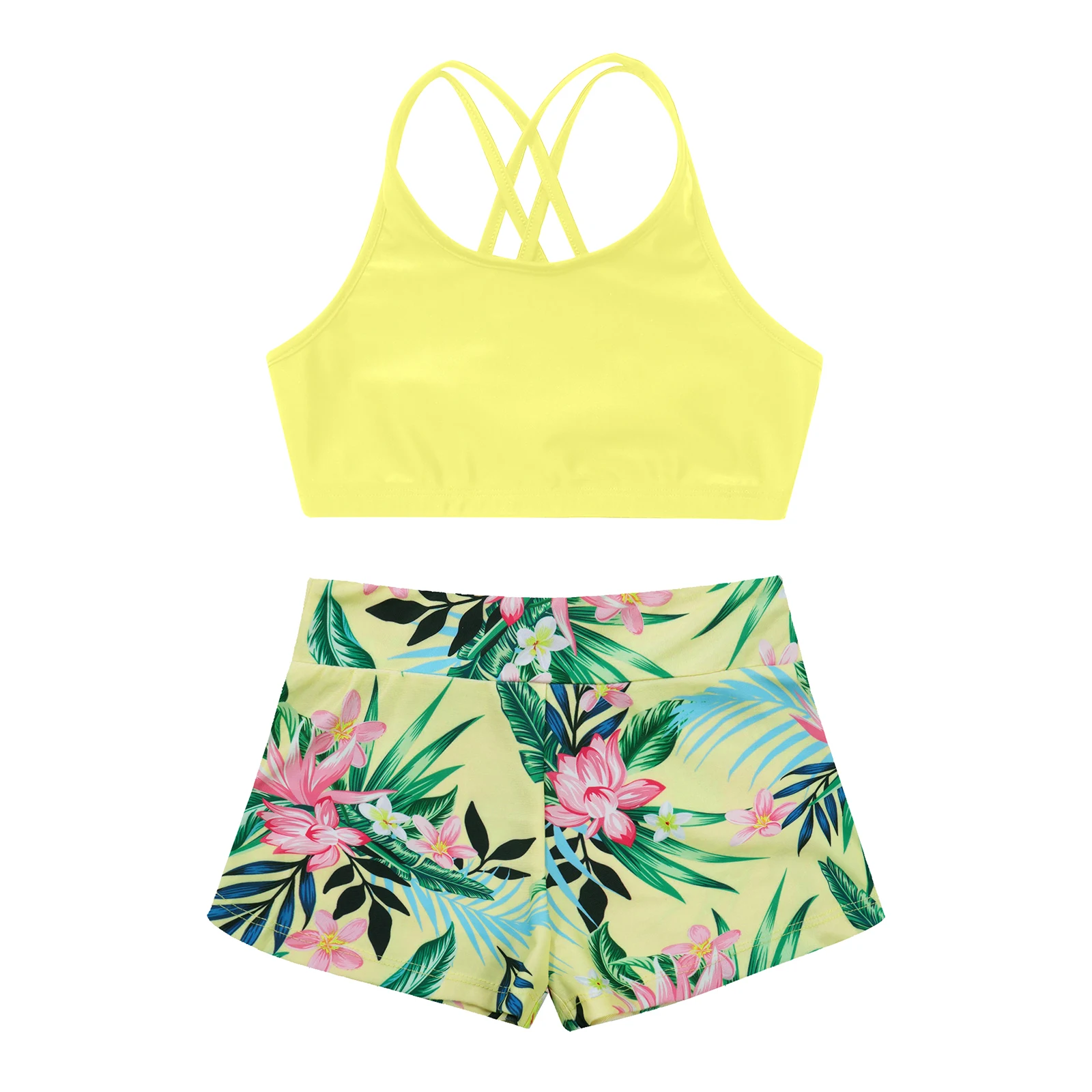 Kid Girls Children Swimsuits Swimwear Outfits Floral Printed Swimwear Swimming Bikini Bathing Suits Beachwear Summer Holiday Set
