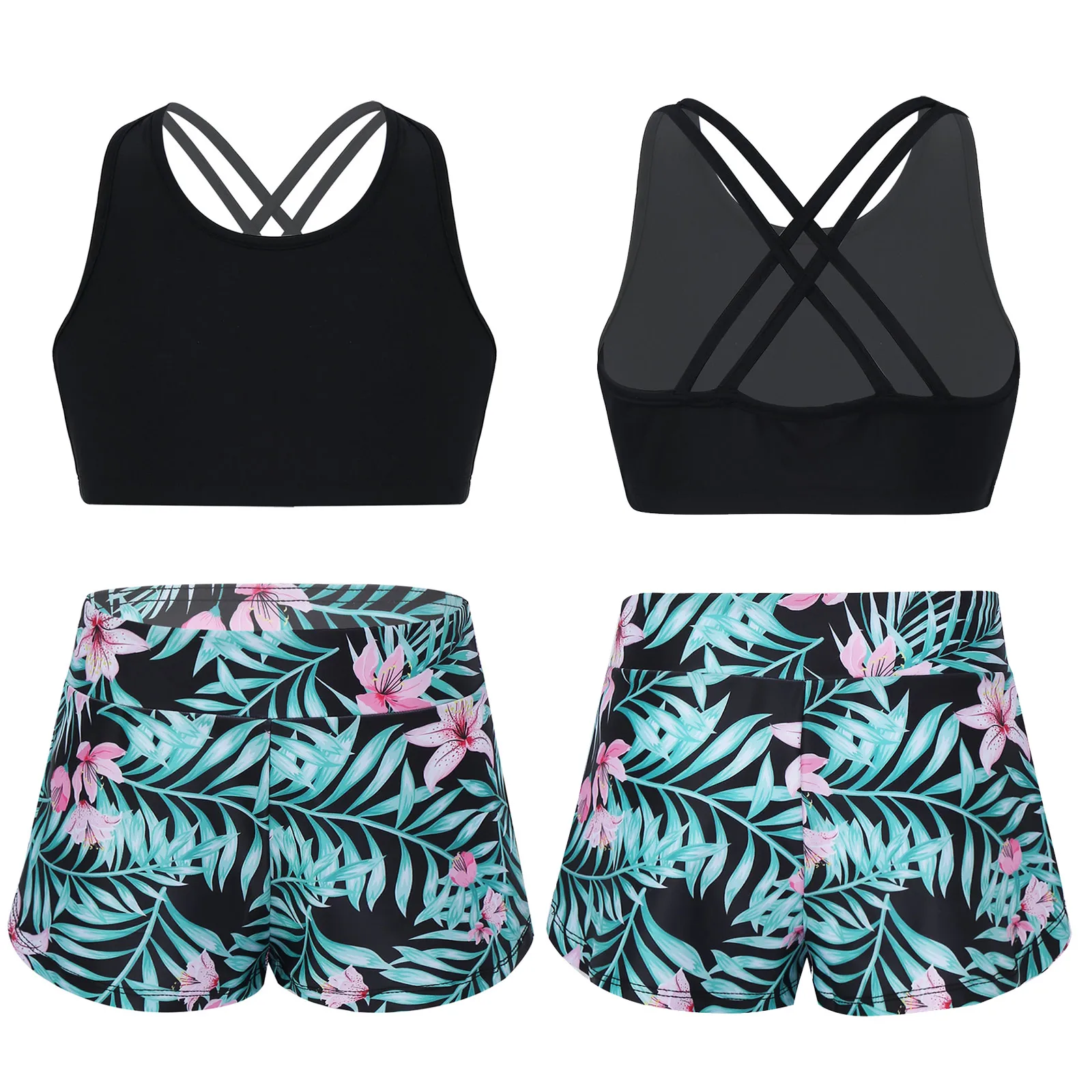 Kid Girls Children Swimsuits Swimwear Outfits Floral Printed Swimwear Swimming Bikini Bathing Suits Beachwear Summer Holiday Set