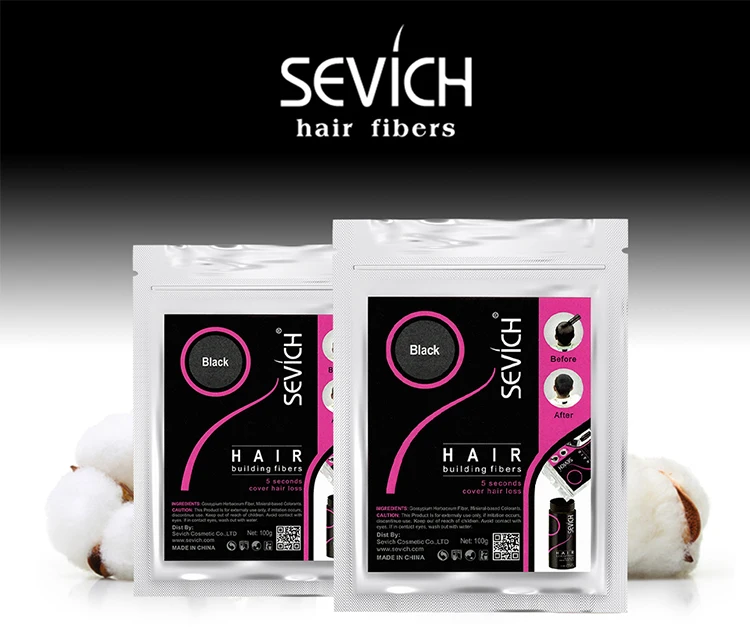 Sevich 100g Refill Bags Hair Extension Fiber Instant Cover Hair 10 Colors Keratin Hair Building Fiber Powder Dropshipping