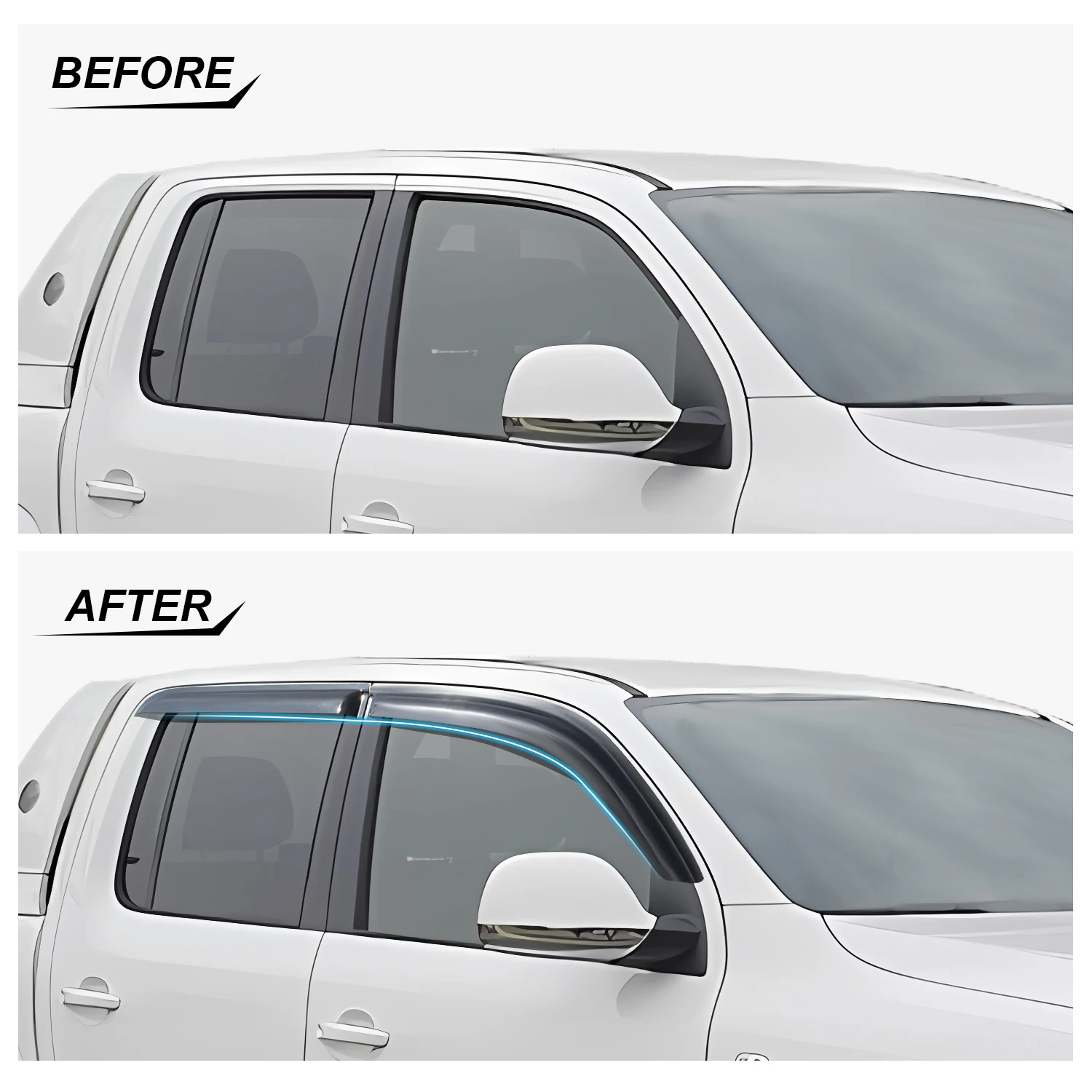 Window Deflector Window Visor For Volkswagen Amarok 2009-2022 Smoke Black Sun Rain Guards Weathershield Car Exterior Accessories