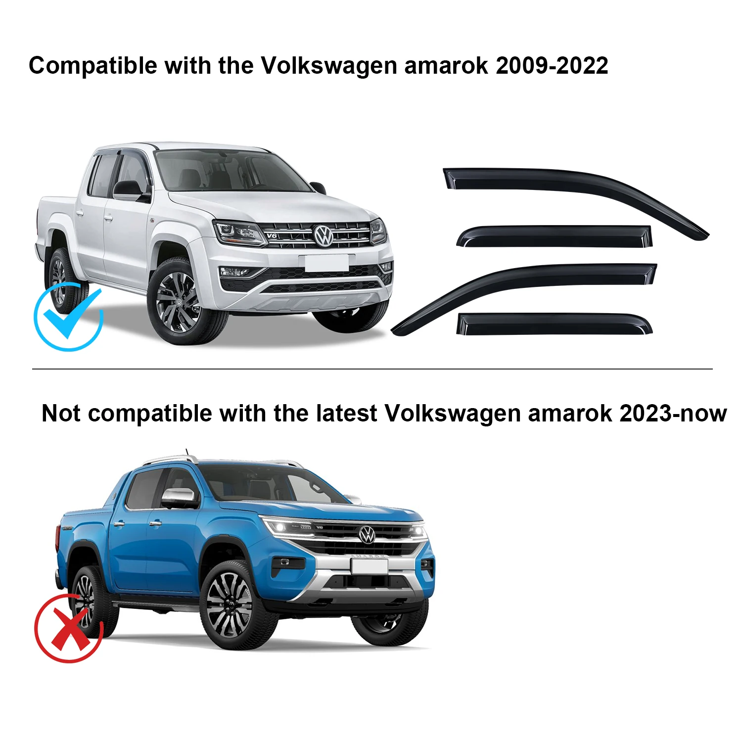 Window Deflector Window Visor For Volkswagen Amarok 2009-2022 Smoke Black Sun Rain Guards Weathershield Car Exterior Accessories