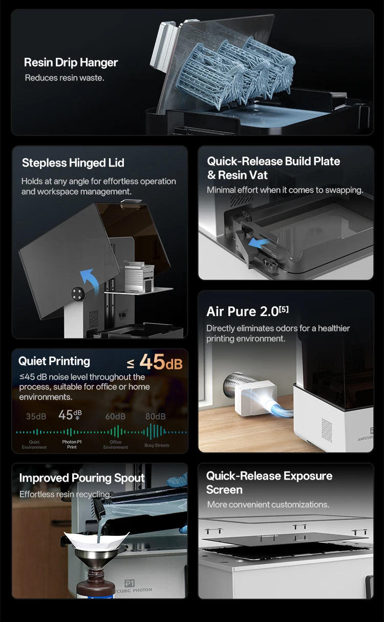 ANYCUBIC Photon P1 Resin 3D Printer Support Dual-Color&Material Printing , Precision-Ground Steel Build Plate For Hobbyists