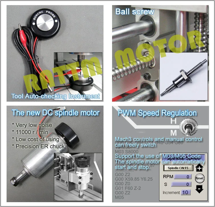 【EU】CNC MACH3 Router Engraving Milling Cutter Machine 3 Axis 3040 Z-DQ & 500W Spindle 220V LPT Port / USB post