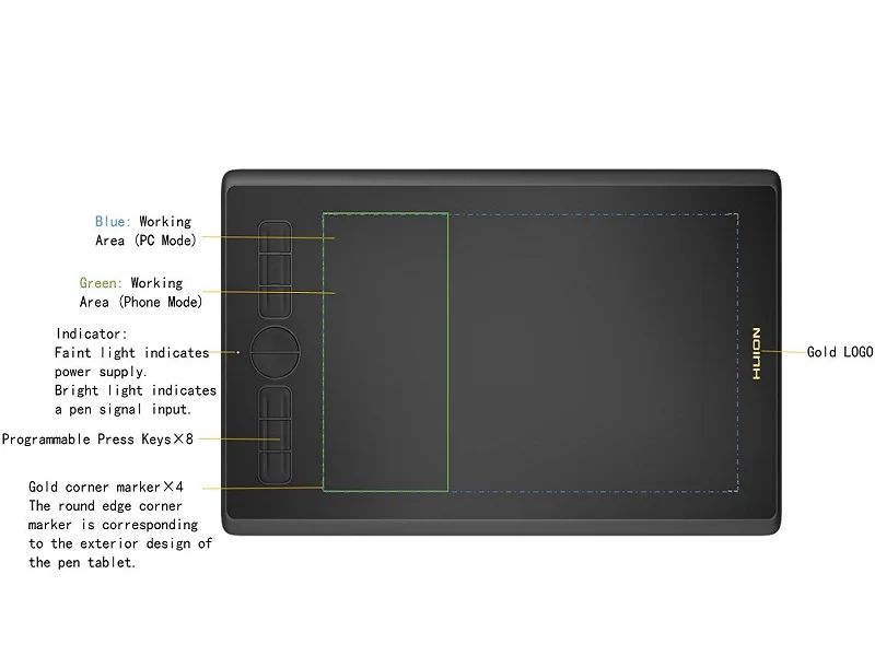 HUION Inspiroy H610X Graphics Tablets 10x6.25inches Graphic Drawing Tablet Digital Graffiti Tablets 8192 Level Medium-Size Panel