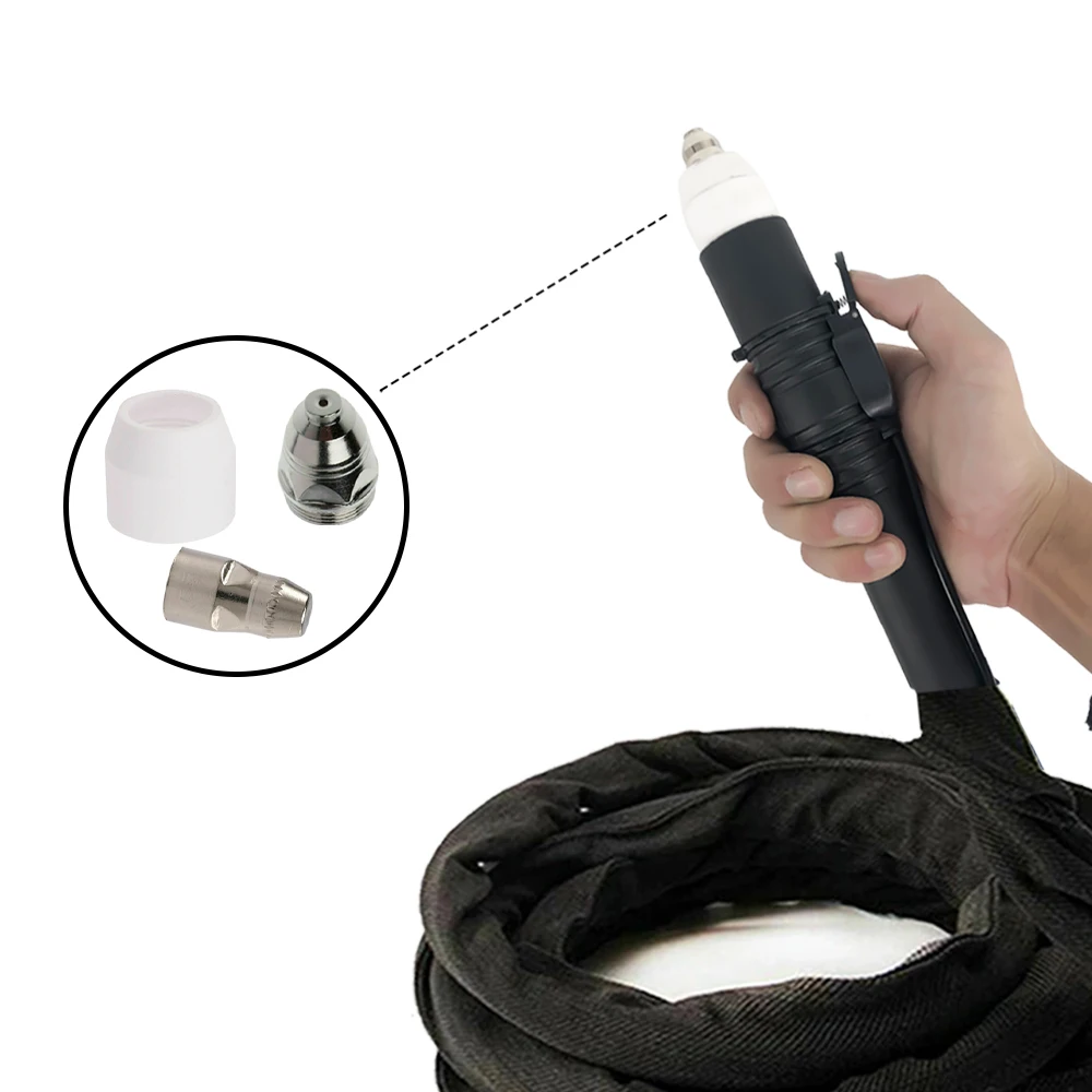 P80 Plasma Cutter Torch, 10FT/16FT/23FT Non-Touch Pilot Arc Black Straight Fit Plasma Cutter, DIY/Beginner Friendly