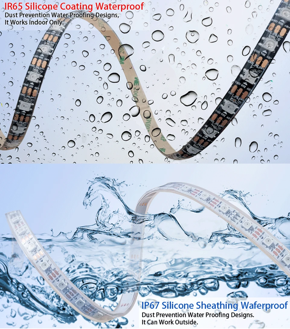 LED Strips WS2812B DC5V ws2812 IC RGB Individually Addressable Led Strip Light Waterproof Diode Flexible Neon Led Tape Lamp