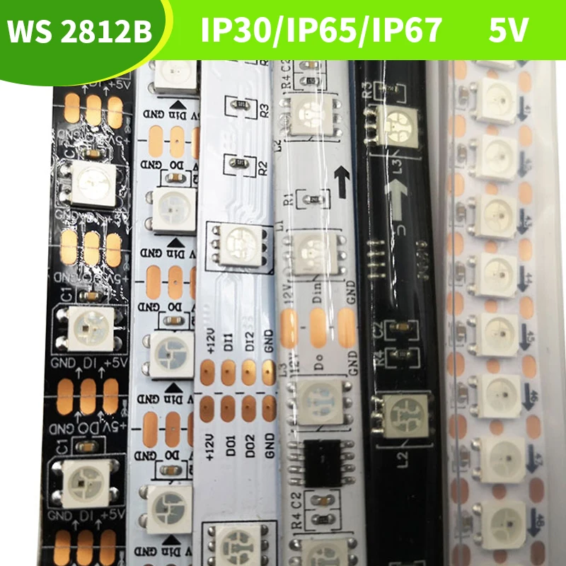 LED Strips WS2812B DC5V ws2812 IC RGB Individually Addressable Led Strip Light Waterproof Diode Flexible Neon Led Tape Lamp