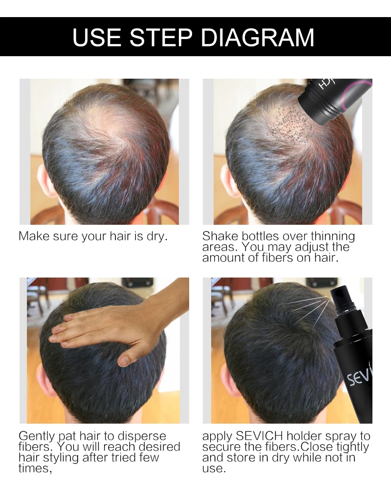 Sevich 10 Colors Hair Fibers Keratin 25g Hair Building Fibers Thickening Spray Hair Loss Products Instant Regrowth Powders