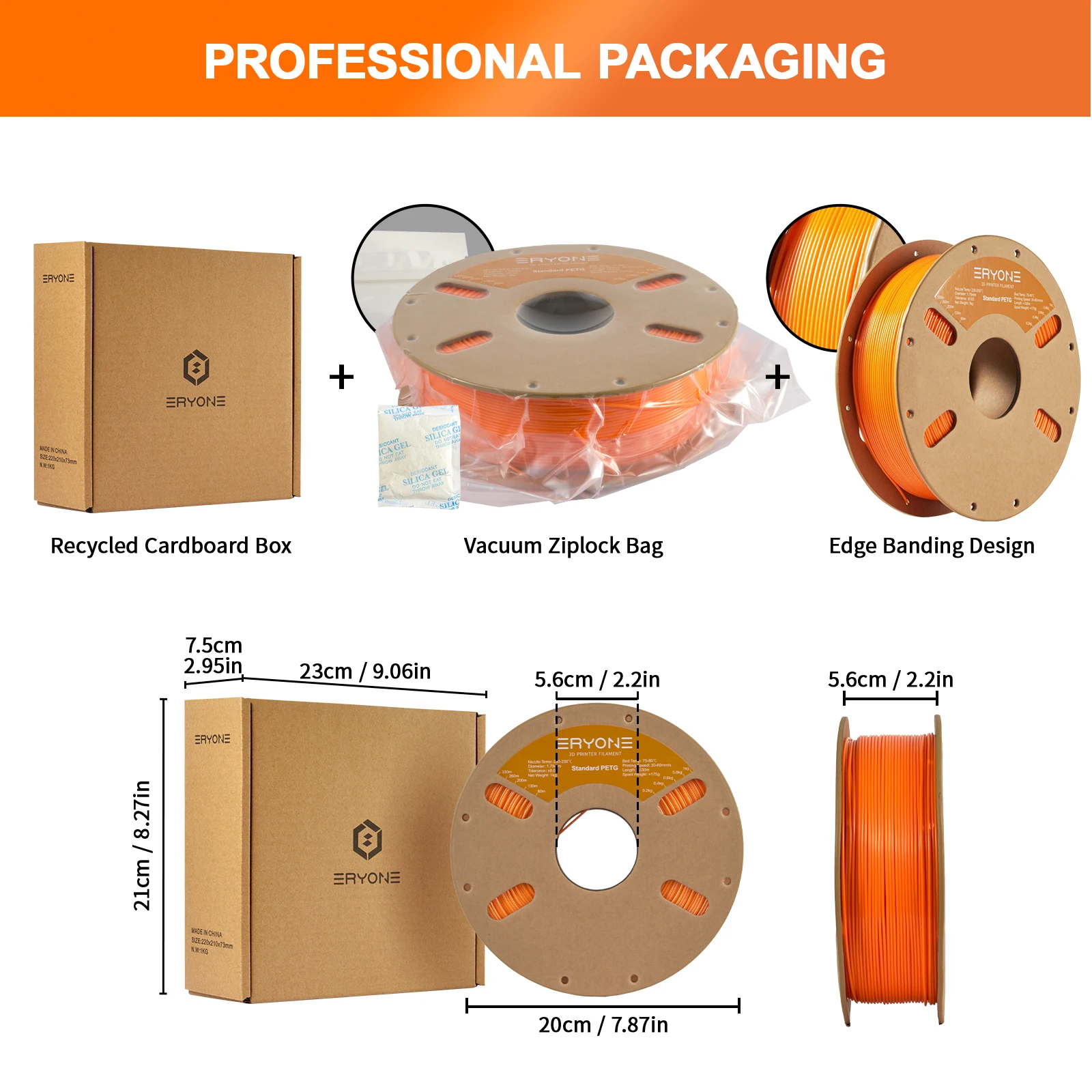 ERYONE PETG Filament 1kg 1.75mm ±0.03mm Spool For 3D Printer FDM Biodegradable Hight Quality New Arrival Fast Shipping
