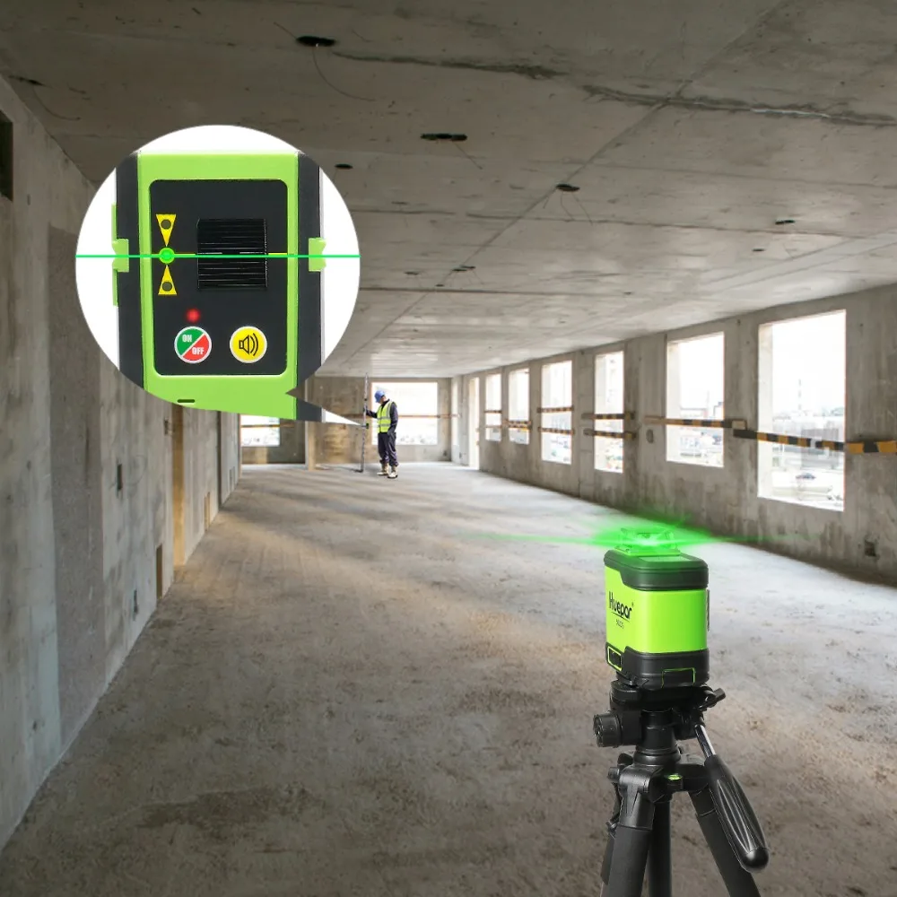 Huepar 3D Cross Line Self-Leveling Laser Level 3x360 Green Beam Three-Plane Leveling & Alignment Laser Tool & 2 Li-ion Battery