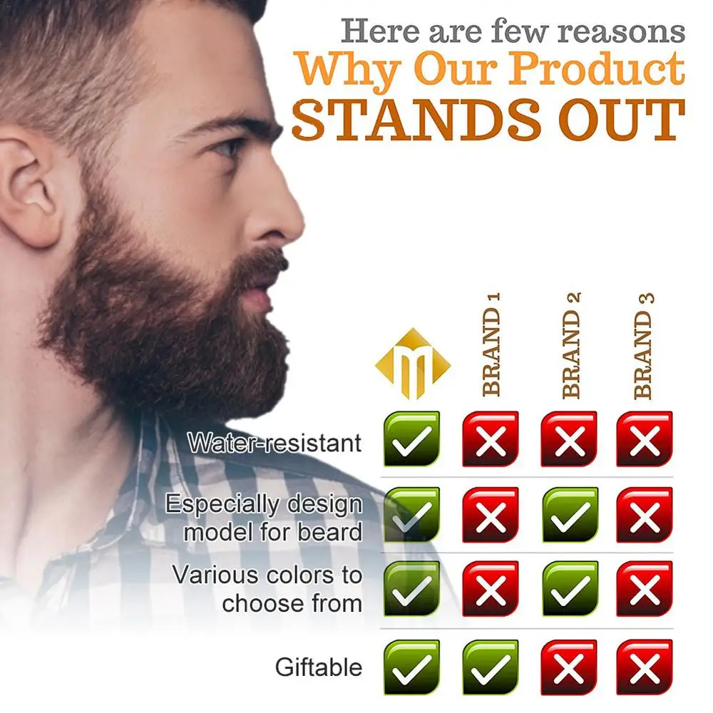 Beard Pen Beard Filler Pencil and Brush Male Mustache Repair Shape Effective Enhance Facial Hair
