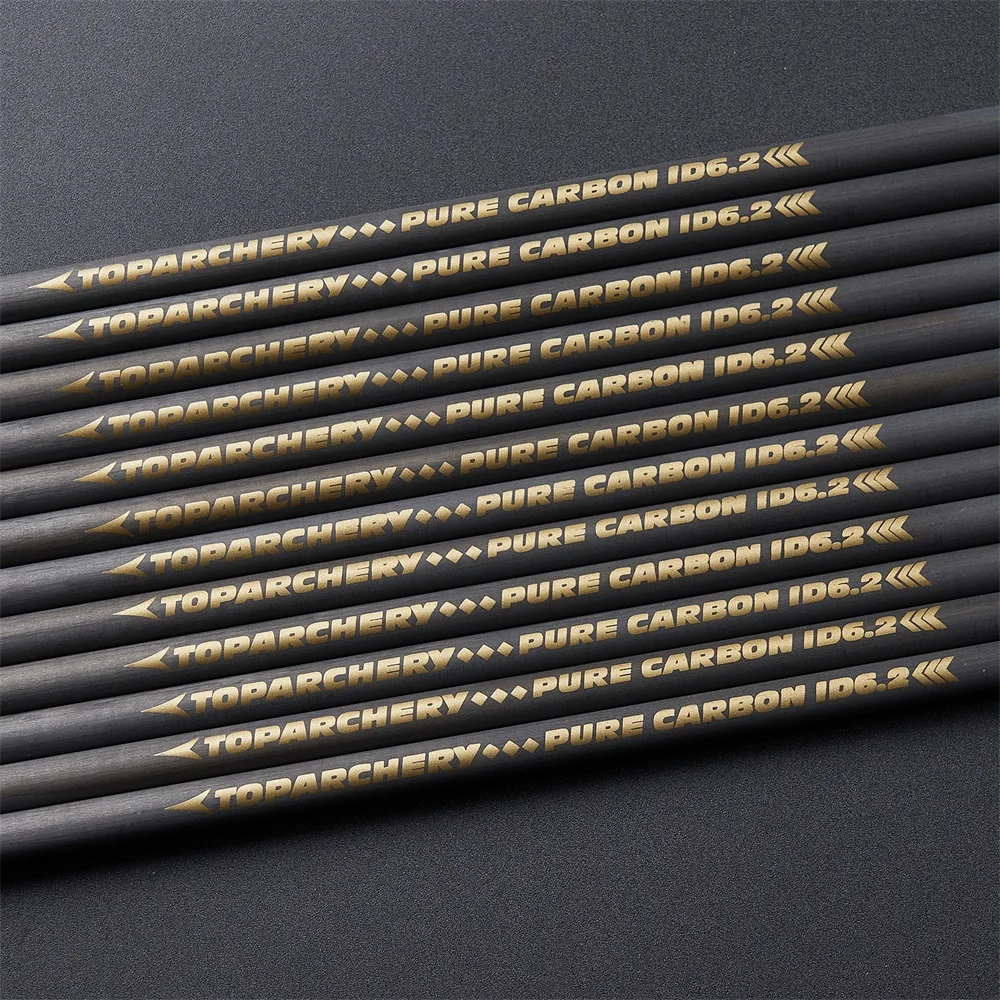 6/12/24pcs Pure Carbon Arrow Shaft Spine 300 350 400 500 600 ID 6.2 mm for Outdoor Hunting Shooting Recurve Compund Bow