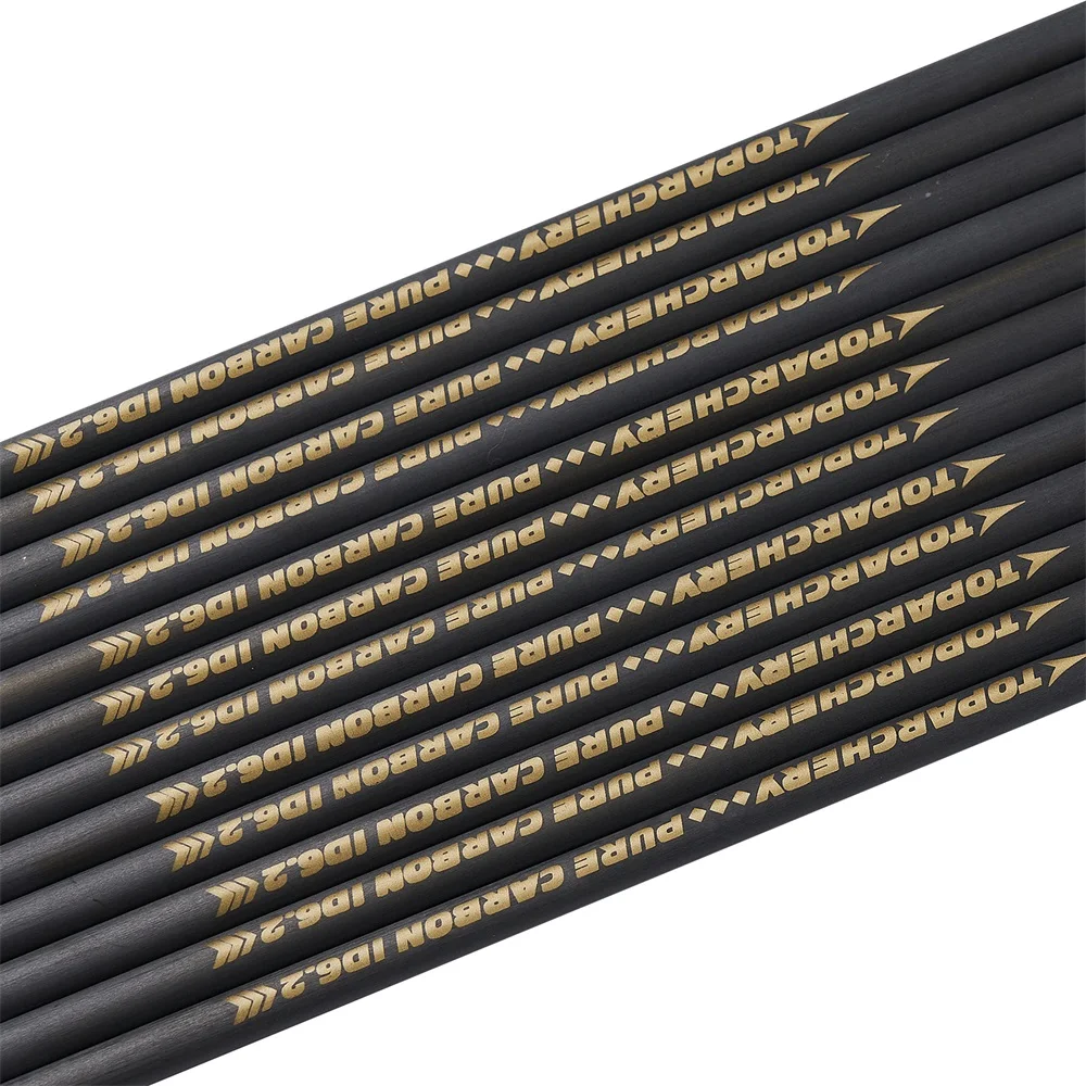 6/12/24pcs Pure Carbon Arrow Shaft Spine 300 350 400 500 600 ID 6.2 mm for Outdoor Hunting Shooting Recurve Compund Bow