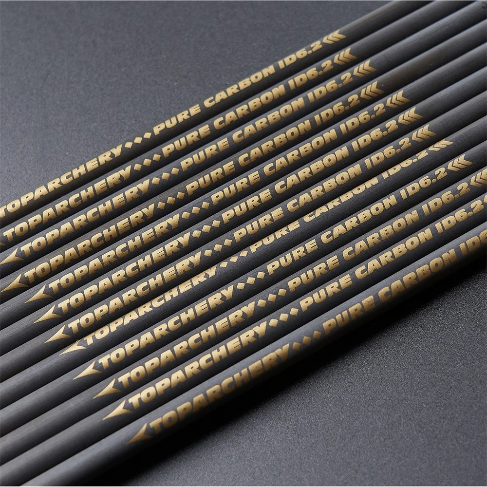 6/12/24pcs Pure Carbon Arrow Shaft Spine 300 350 400 500 600 ID 6.2 mm for Outdoor Hunting Shooting Recurve Compund Bow