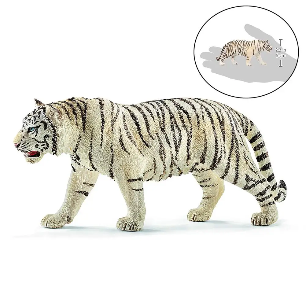 6.2 Inch White Tiger Environmental PVC Realistic Zoo Figures Jungle Wild Animals Siberian Tiger Model Kids Educational Toy