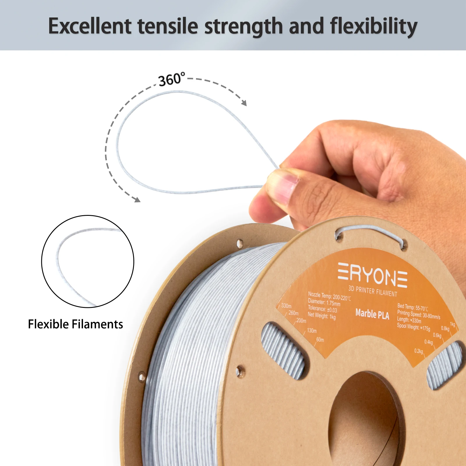 Eryone PLA Filament Marble 1.75mm 1kg For FDM 3D Printer/Pen,1kg 1Spool High Quality Fast Shipping