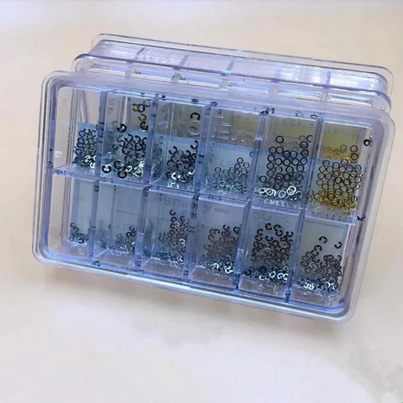 Assorted 12 Size Chronograph Clip Spacer Ring Watch Pusher Button Circlip 360Pcs/Box Metal Watch Washer Clip Replacement Parts