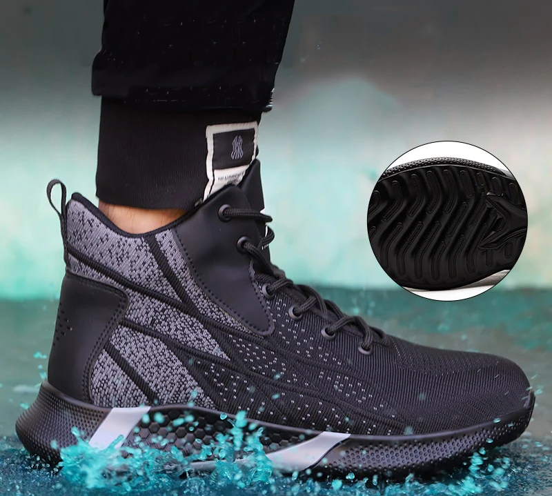 SUADEX Work Boots Safety Steel Toe Shoes Men Breathable Sneakers Shoes Ankle Hiking Boots Anti-Piercing Protective Footwear