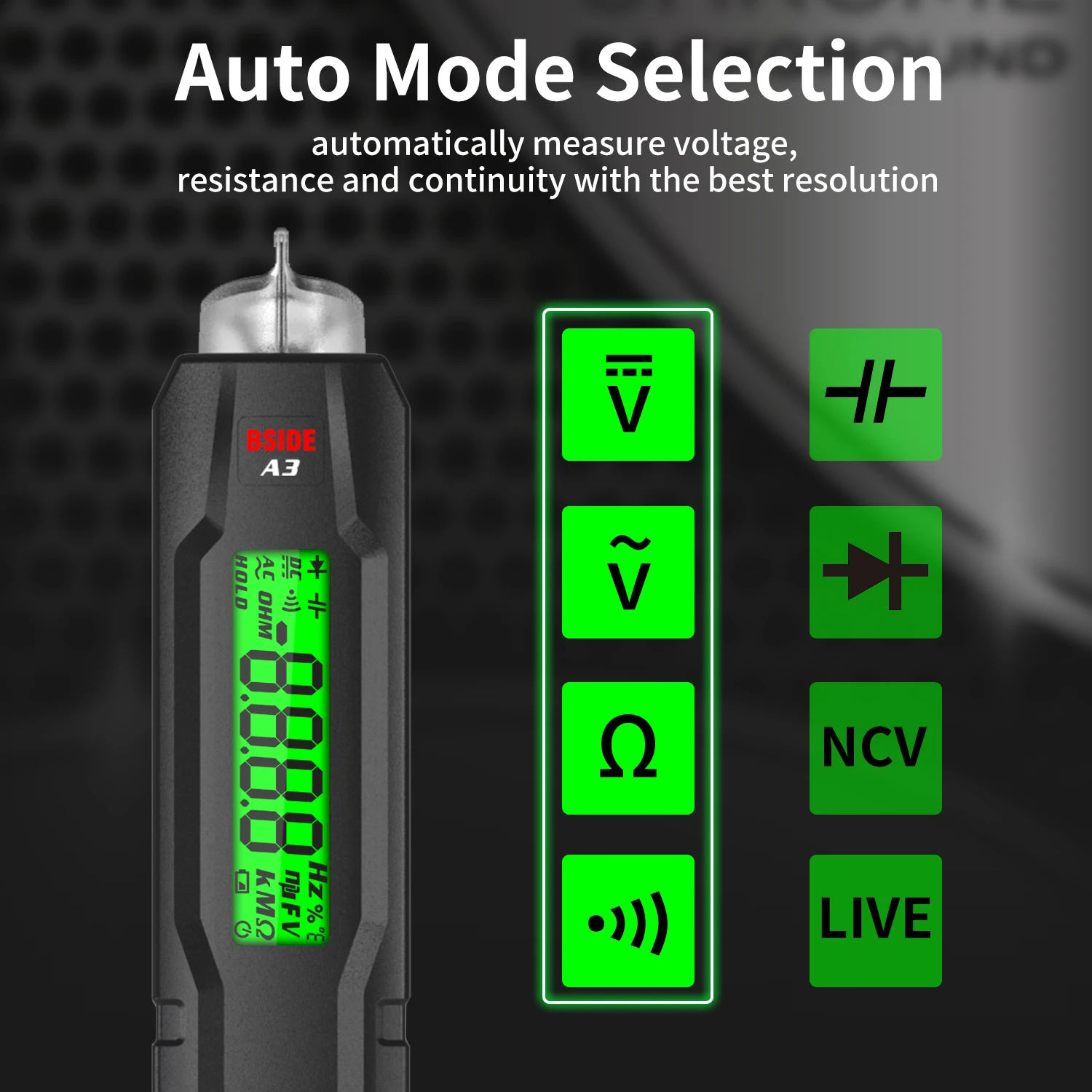 BSIDE Smart Digital Multimeter Pen Type Multitester True RMS Voltmeter DC AC Voltage Capacitance Ohm Hz Diode NCV Live tester