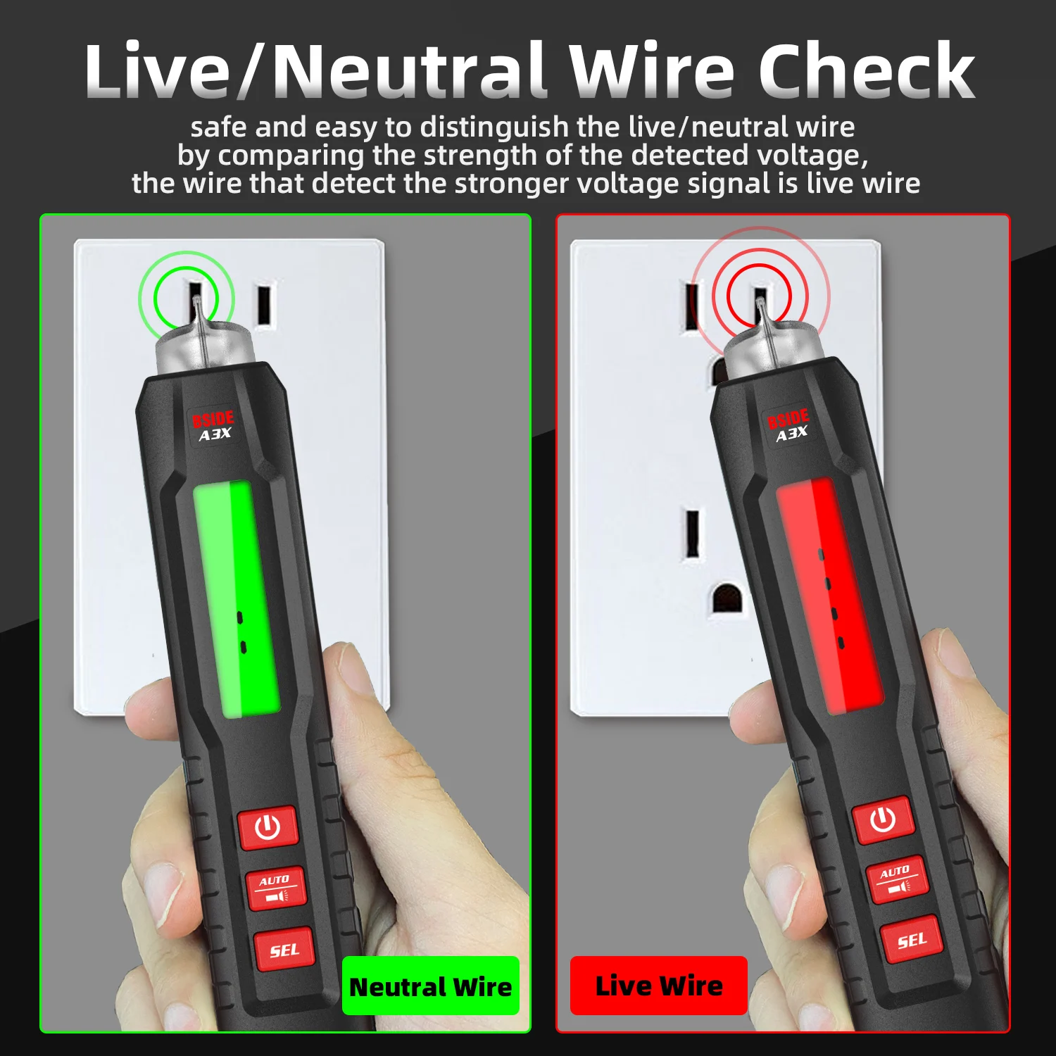BSIDE Smart Digital Multimeter Pen Type Multitester True RMS Voltmeter DC AC Voltage Capacitance Ohm Hz Diode NCV Live tester