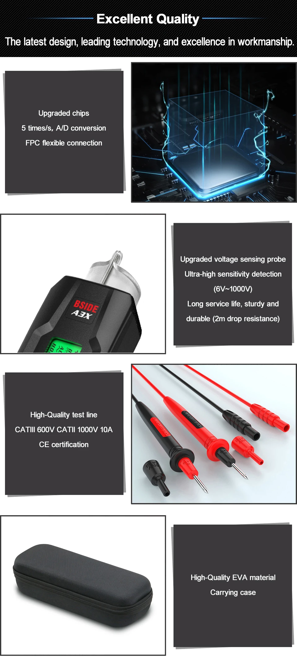 BSIDE Smart Digital Multimeter Pen Type Multitester True RMS Voltmeter DC AC Voltage Capacitance Ohm Hz Diode NCV Live tester