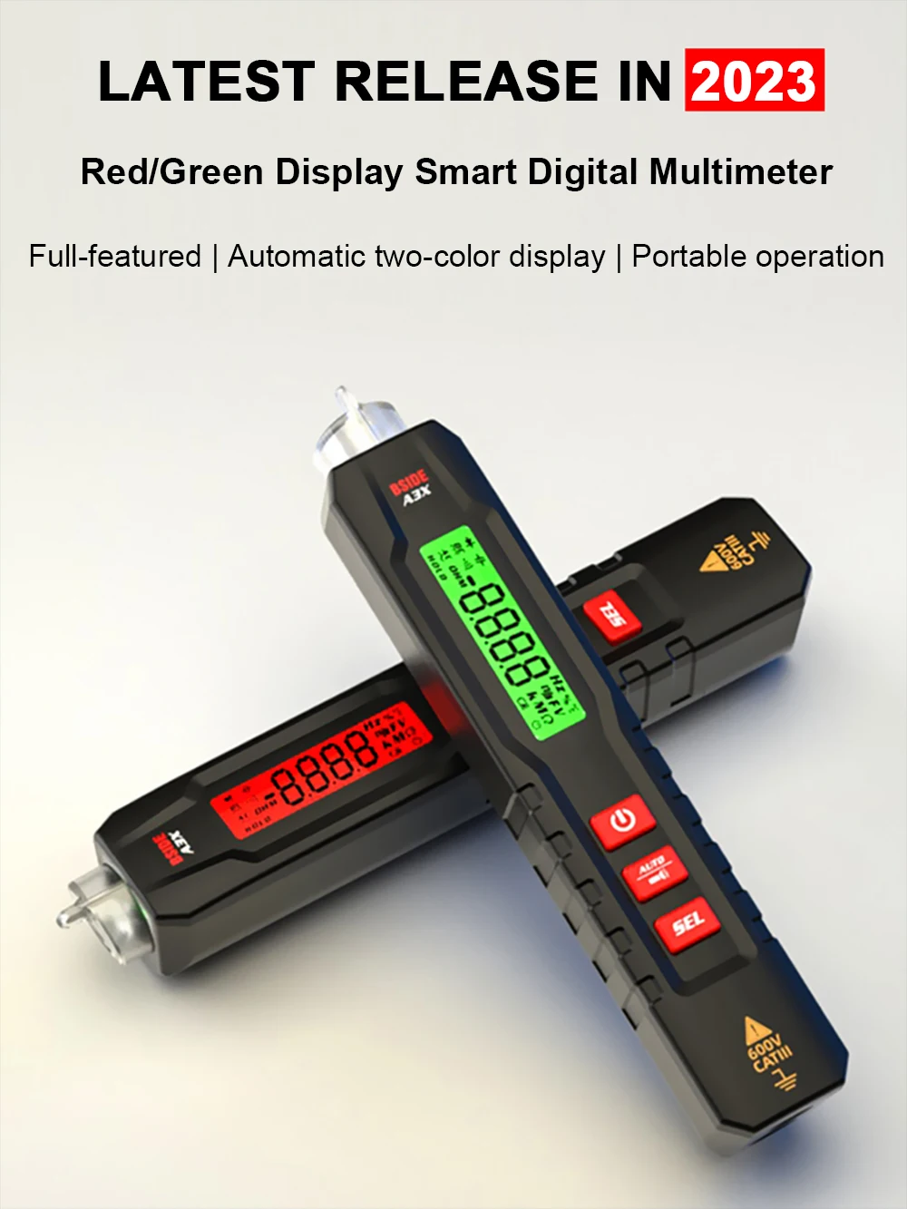 BSIDE Smart Digital Multimeter Pen Type Multitester True RMS Voltmeter DC AC Voltage Capacitance Ohm Hz Diode NCV Live tester