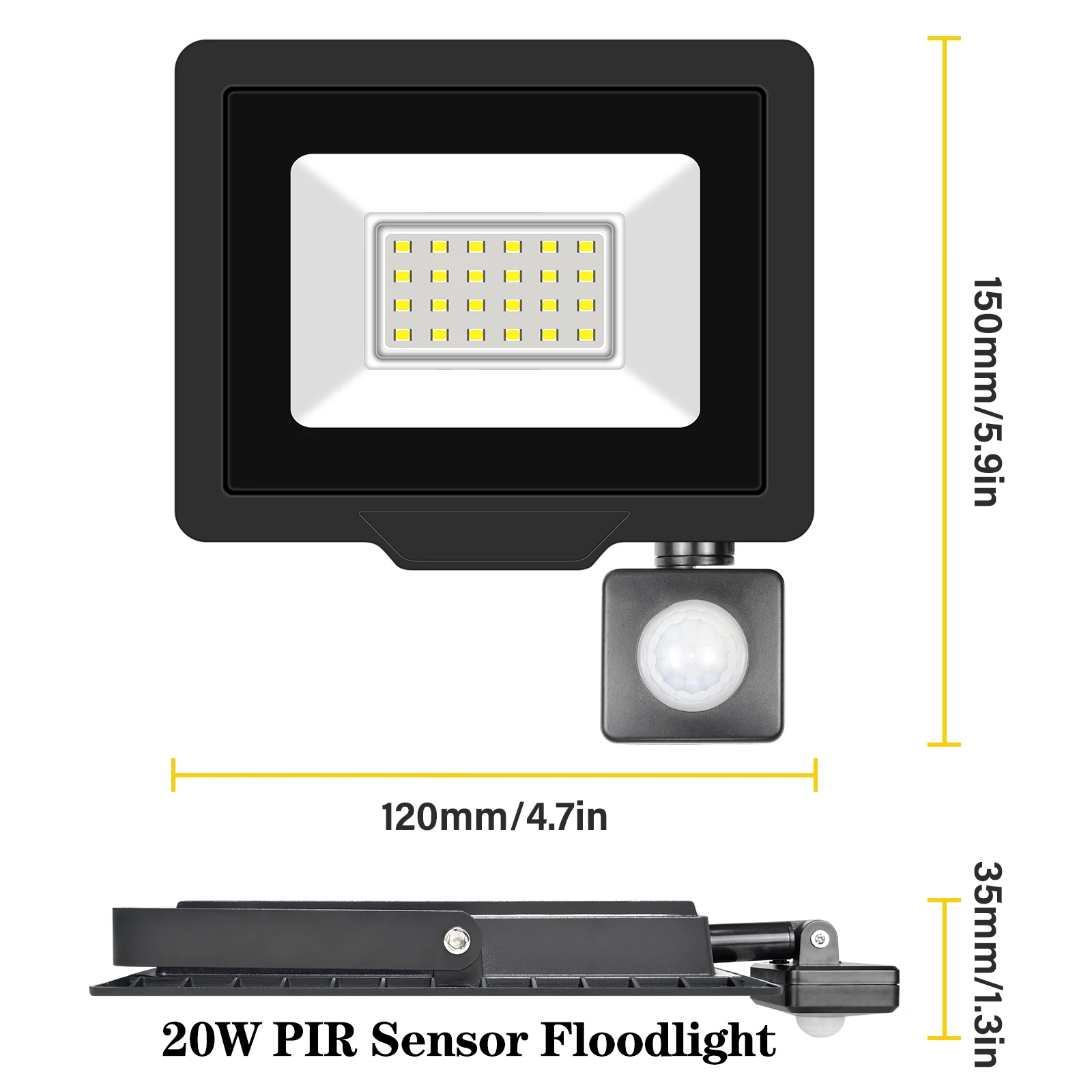 SKYWORLD 10W 20W 30W 50W 75W 100W 150W 200W Induction Led Flood Light With Adjustable PIR Sensor 110V 220V Floodlight Outdoor