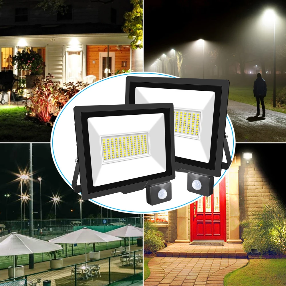 SKYWORLD 10W 20W 30W 50W 75W 100W 150W 200W Induction Led Flood Light With Adjustable PIR Sensor 110V 220V Floodlight Outdoor