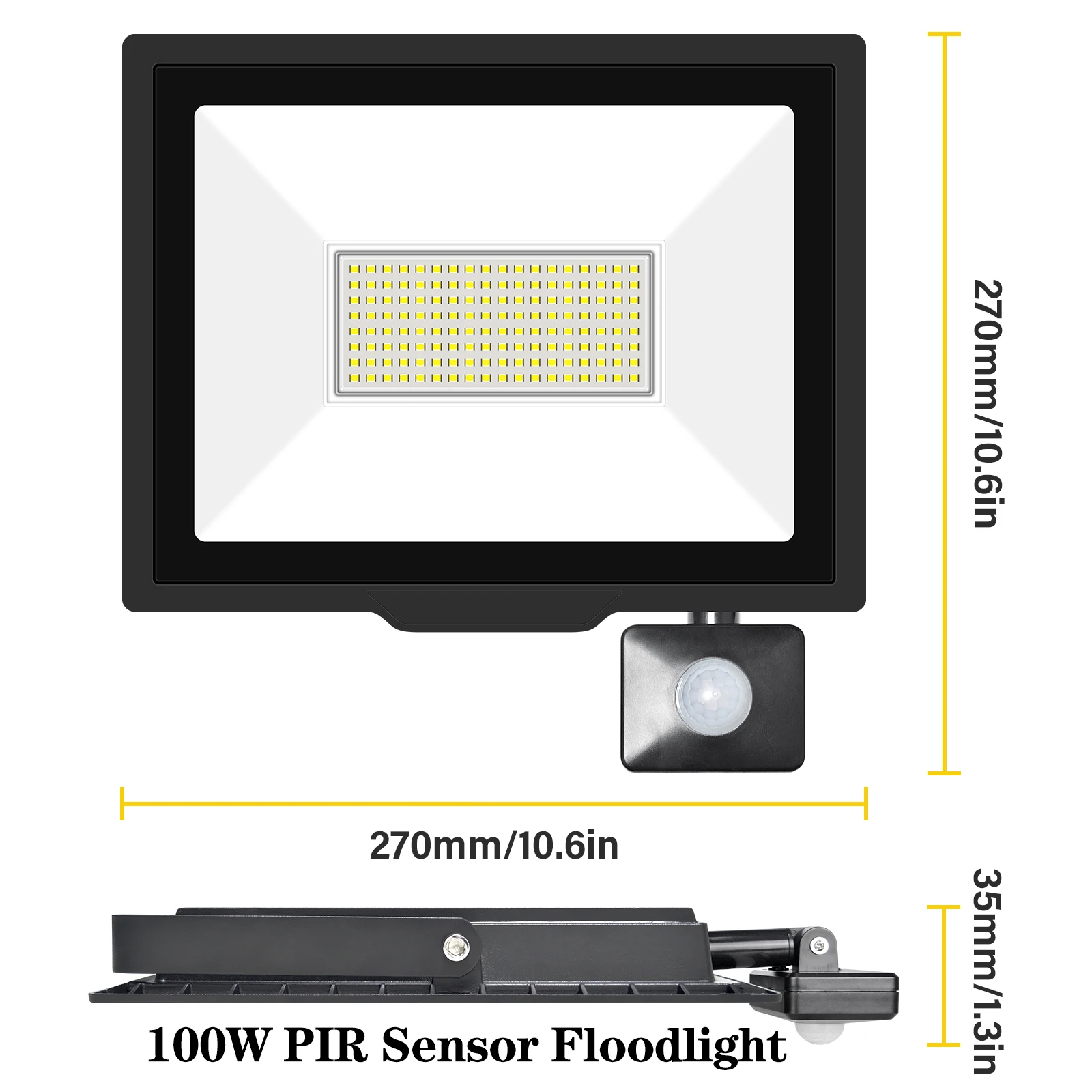 SKYWORLD 10W 20W 30W 50W 75W 100W 150W 200W Induction Led Flood Light With Adjustable PIR Sensor 110V 220V Floodlight Outdoor