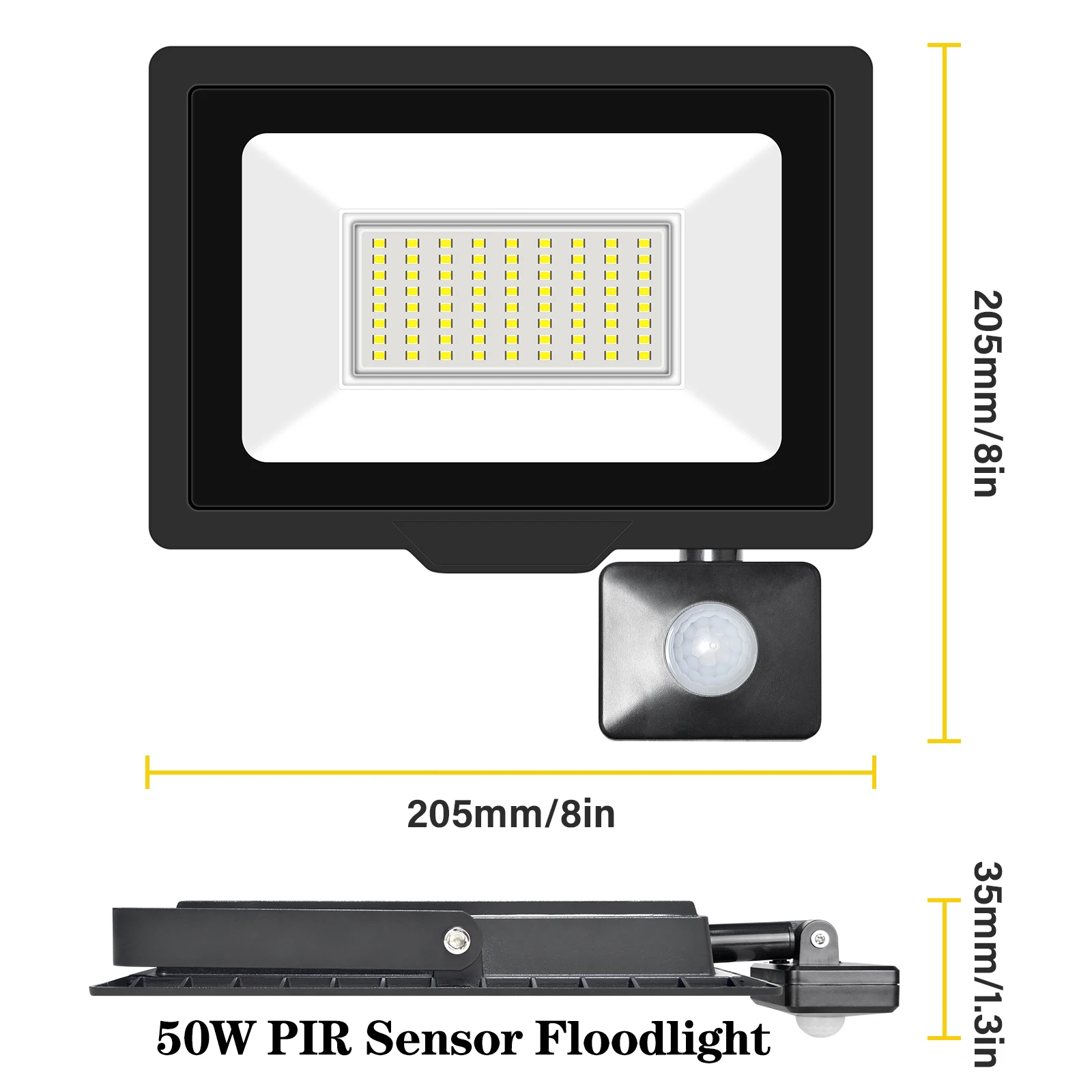 SKYWORLD 10W 20W 30W 50W 75W 100W 150W 200W Induction Led Flood Light With Adjustable PIR Sensor 110V 220V Floodlight Outdoor