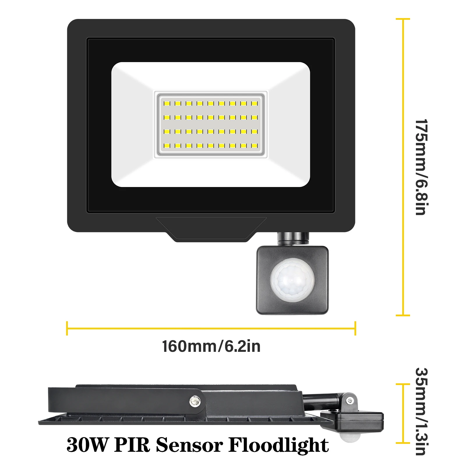 SKYWORLD 10W 20W 30W 50W 75W 100W 150W 200W Induction Led Flood Light With Adjustable PIR Sensor 110V 220V Floodlight Outdoor