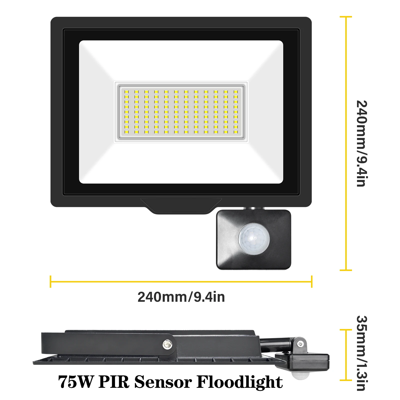 SKYWORLD 10W 20W 30W 50W 75W 100W 150W 200W Induction Led Flood Light With Adjustable PIR Sensor 110V 220V Floodlight Outdoor