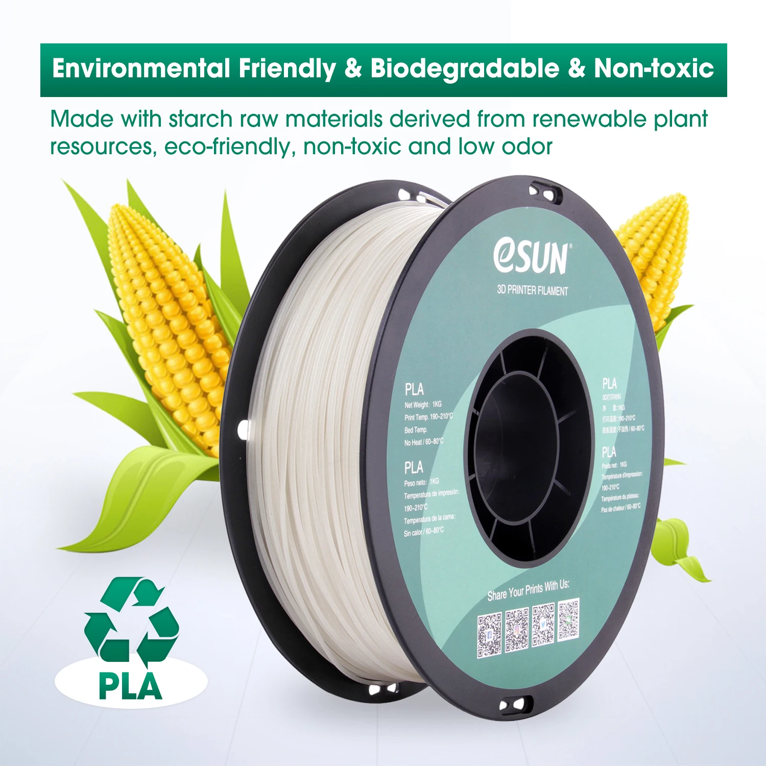ESUN PLA Filament 1.75mm Glow in the Dark PLA 3D Printer Material 1KG Spool Luminous 3D Printing Filament for 3D Printer