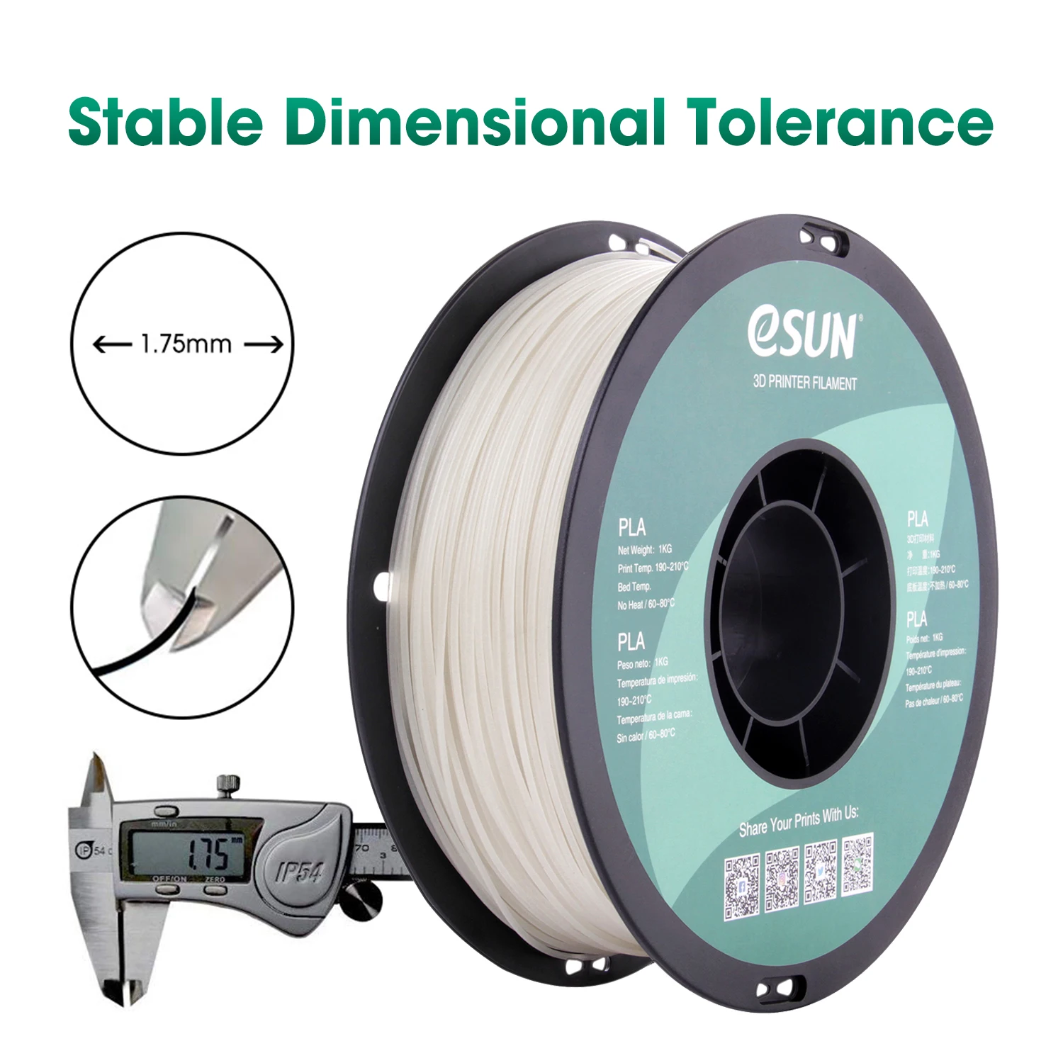 ESUN PLA Filament 1.75mm Glow in the Dark PLA 3D Printer Material 1KG Spool Luminous 3D Printing Filament for 3D Printer