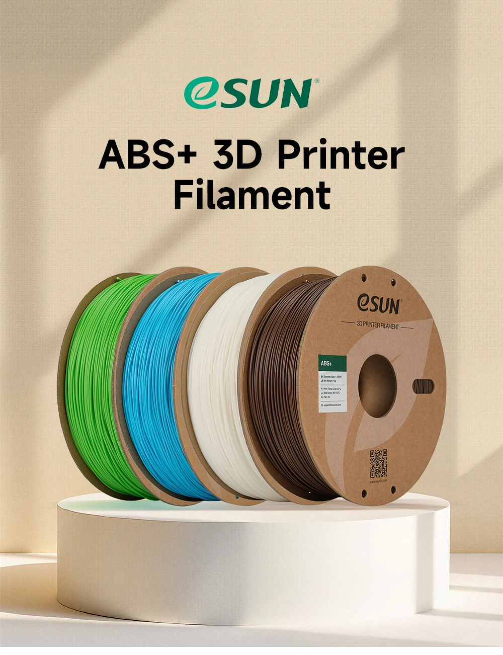 ESUN 3D Printer Filament 1.75mm 1KG ABS+ 3D Plastic Printing Filament 2.2 LBS Spool 3D Printing Material for 3D Printer