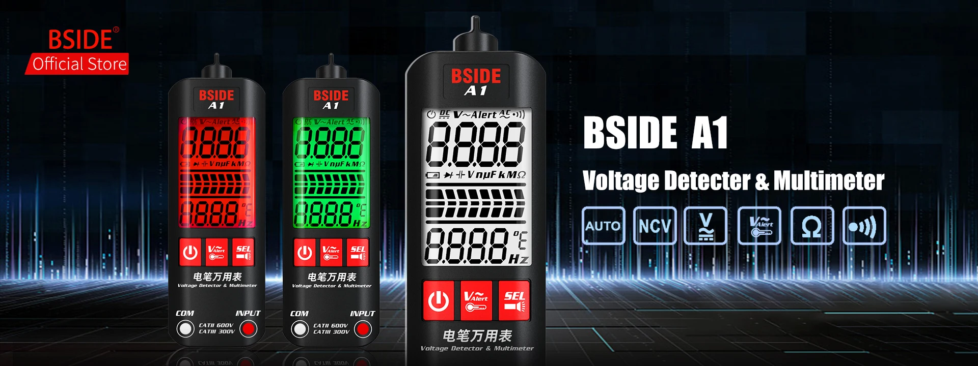 BSIDE S10 / S11 Digital Smart Multimeter Color LCD Display 9999 Digital DC AC Voltage Capacitor Ohm Diode NCV Hz Tester DMM