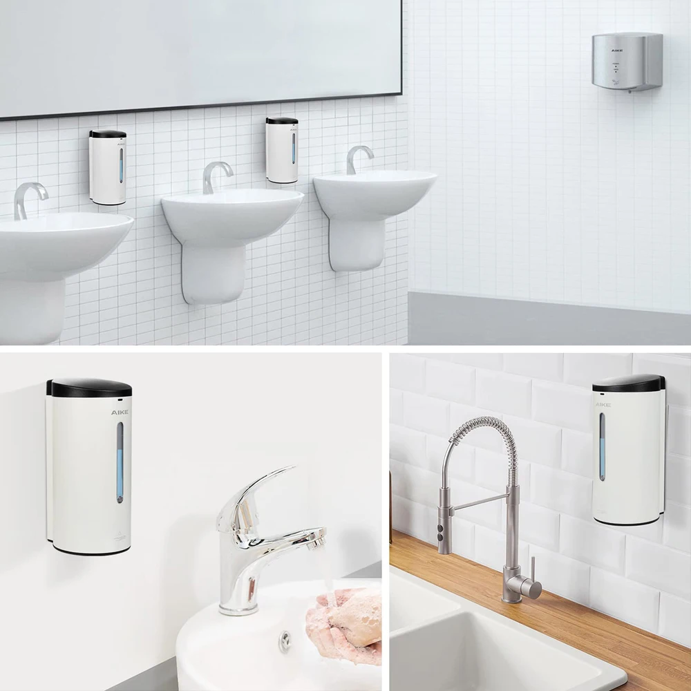 AIKE Automatic Liquid Soap Dispenser 750ml Sensor Bathroom Soap Dispenser Stainless Wall-mounted Steel Hand Sanitizer Dispenser
