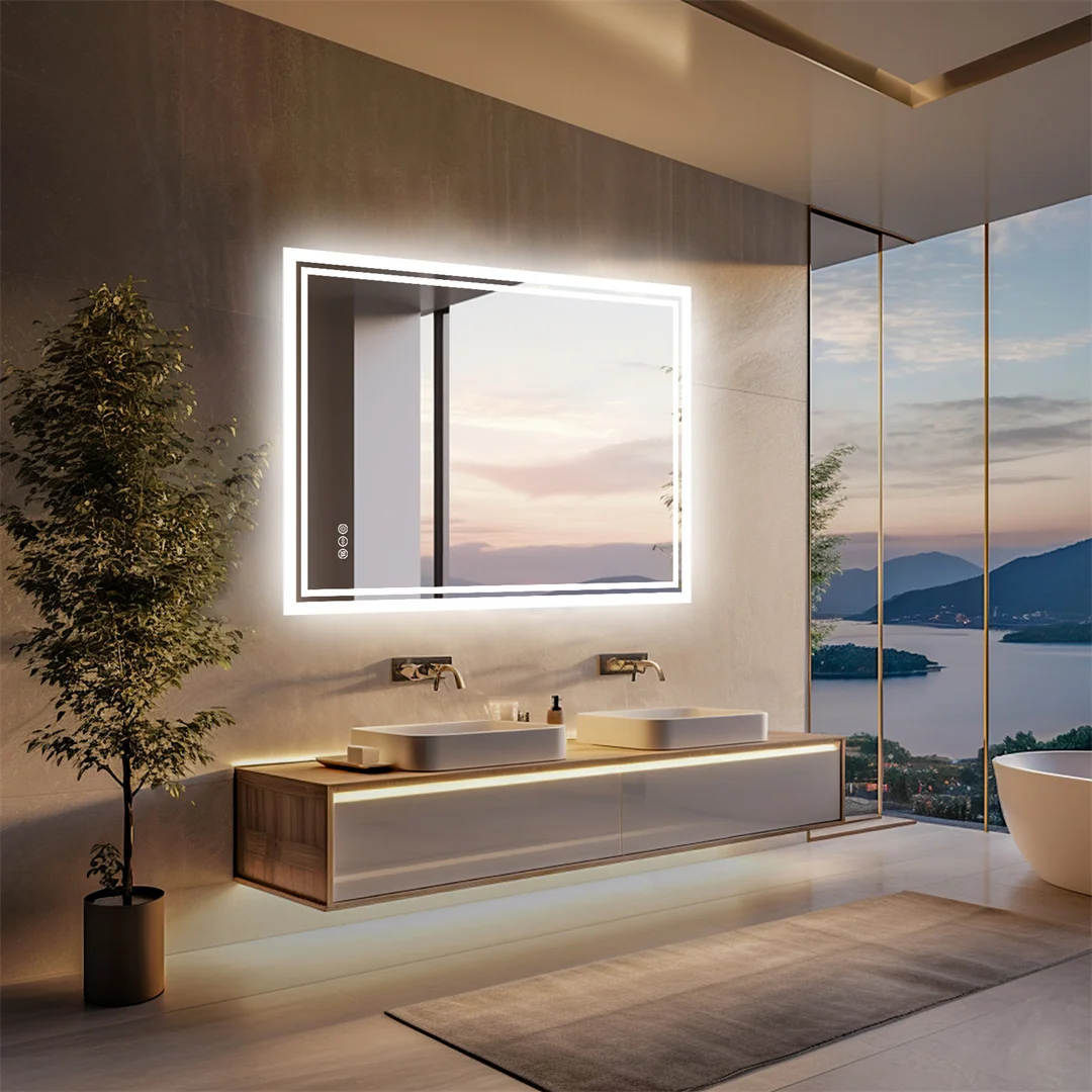 LUVODI 28x36" LED Bathroom Mirror with Lights,Backlit Dimmable Vanity Mirror,Anti-Fog Wall Mounted Makeup Mirror for Bathroom