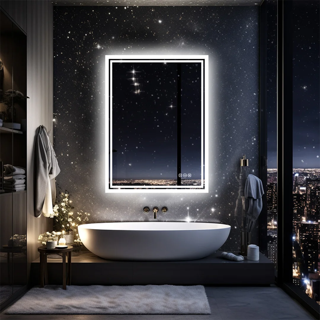 LUVODI 28x36" LED Bathroom Mirror with Lights,Backlit Dimmable Vanity Mirror,Anti-Fog Wall Mounted Makeup Mirror for Bathroom