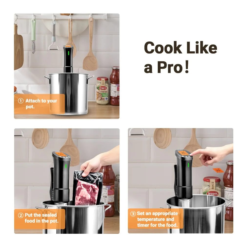 INKBIRD ISV-200W Wi-Fi 1000W Powerful&Durable Culinary Sous Vide with Stainless Steel Immersion Circulator LCD Screen Free APP
