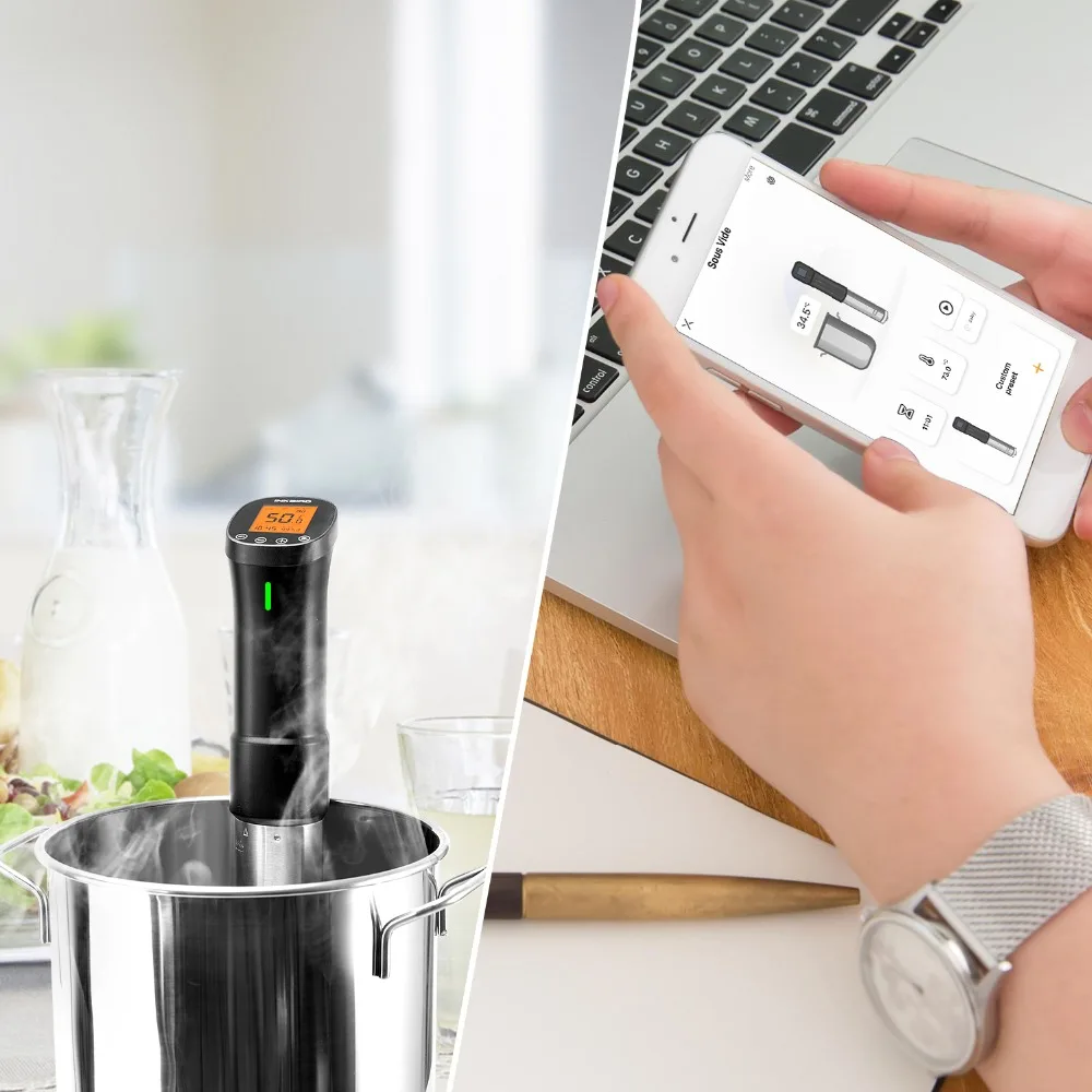 INKBIRD ISV-200W Wi-Fi 1000W Powerful&Durable Culinary Sous Vide with Stainless Steel Immersion Circulator LCD Screen Free APP