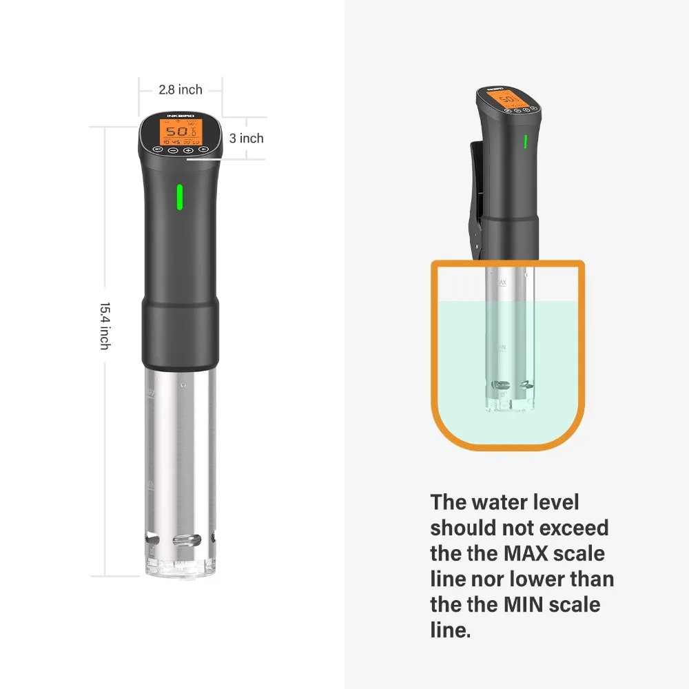 INKBIRD ISV-200W Wi-Fi 1000W Powerful&Durable Culinary Sous Vide with Stainless Steel Immersion Circulator LCD Screen Free APP