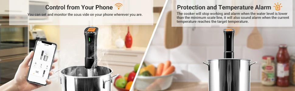INKBIRD ISV-200W Wi-Fi 1000W Powerful&Durable Culinary Sous Vide with Stainless Steel Immersion Circulator LCD Screen Free APP