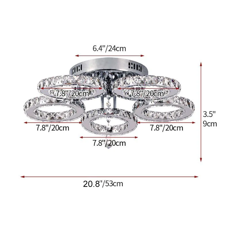 Modern K9 Led Crystal Ceiling Lamp Smart Chandelier Pendant Light Ring Chrome Plafonier Fixture Dining Living Room Decor Luxury