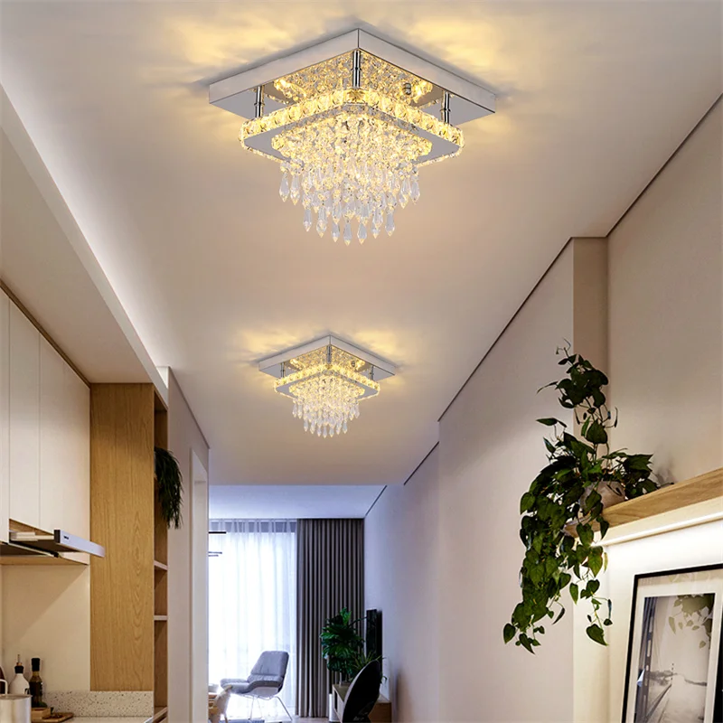 Modern K9 Led Crystal Ceiling Lamp Smart Chandelier Pendant Light Ring Chrome Plafonier Fixture Dining Living Room Decor Luxury