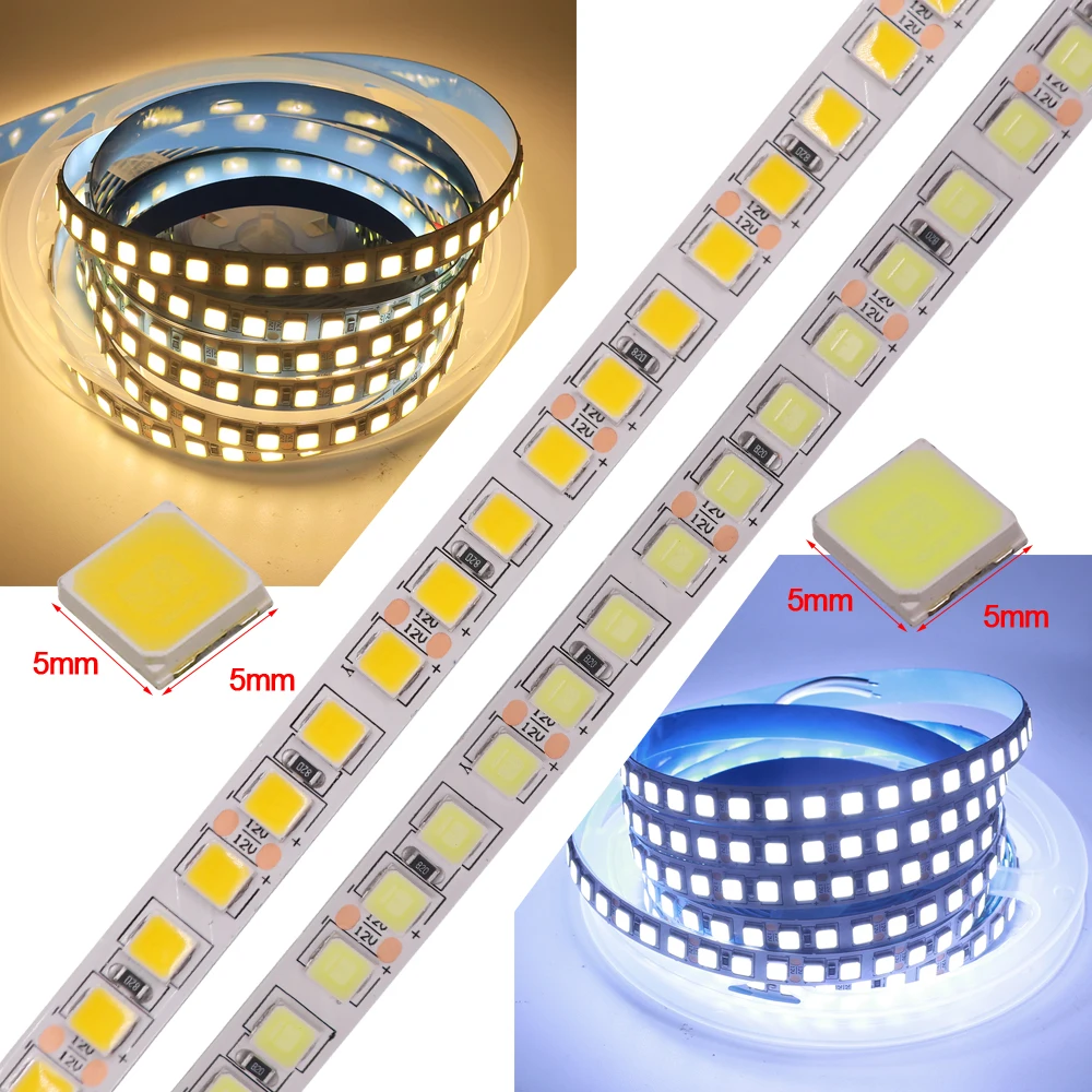 5M 5054 Led Strip Light DC 12V 60/120 LEDs/M Waterproof Led Tape Cold White Warm White Flexible Led Light Lamp Home Decor Lights
