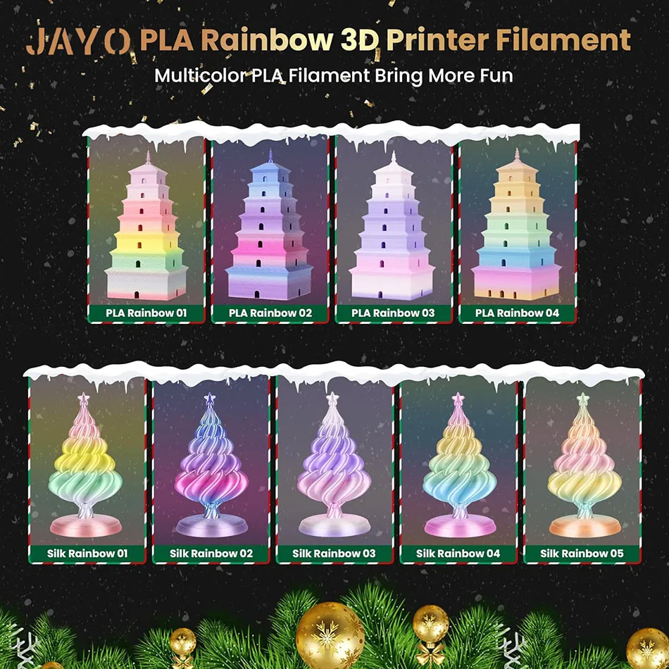 JAYO SILK/ PLA Rainbow Filament 3D Printer For 3D Pen For Drawing 2.2kg 1.75mm Printing Materials For 3D Printer