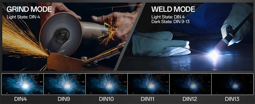 HITBOX Large Viewing Screen Solar Powered Auto Darkening HT111 Welding Helmet PRO ARC Sensor Wide Shade Mask For TIG MIG Welder