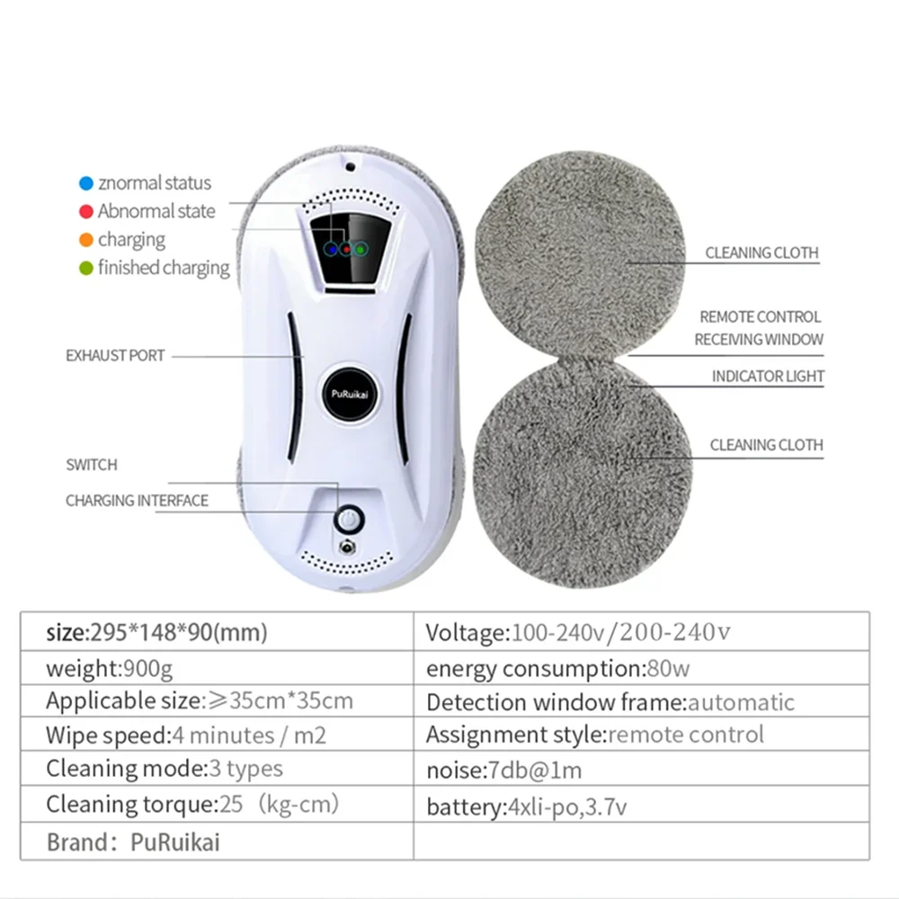 Ultra Thin Robot Vacuum Cleaner Window Cleaning Robot Window Cleaner Electric Glass Limpiacristales Remote Control for Home
